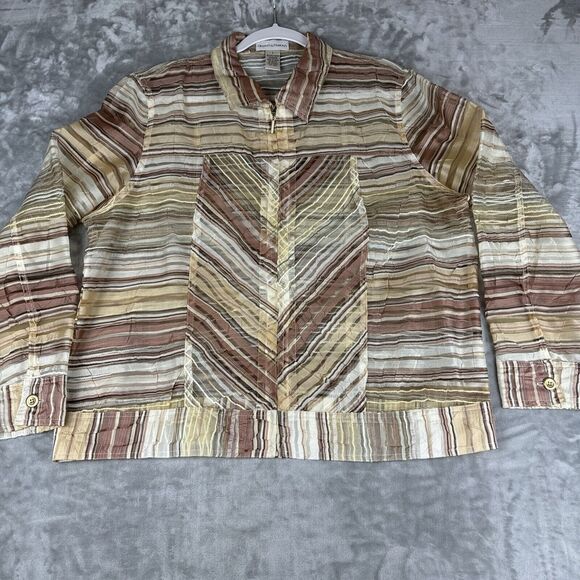 Draper’s & Damon’s Sheer Striped Jacket Women's Large Brown‎ Earth Tones (1017) - Picture 1 of 10